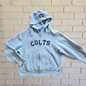 Vtg Y2K Colts Hoodie Light Blue S/M